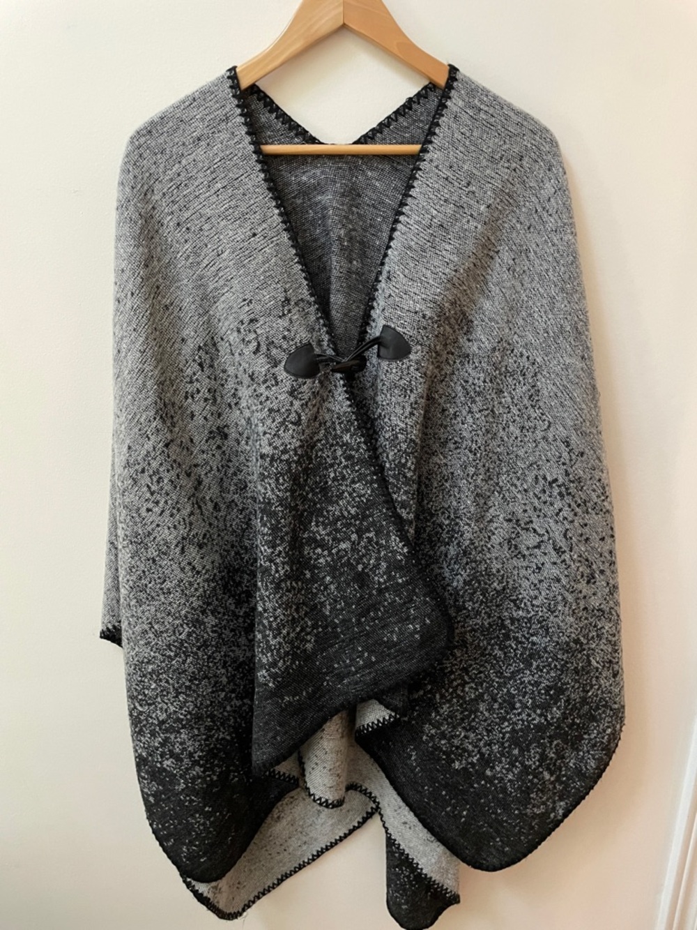 Gray Ombre Knit cape Sweater with Toggle Closure
